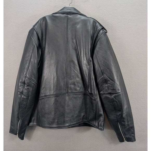 Vintage Allstate Leather Black Biker Motorcycle Jacket Men's 52 Liner Zip Heavy - Picture 6 of 13